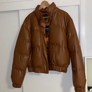 Faux leather puffer coat